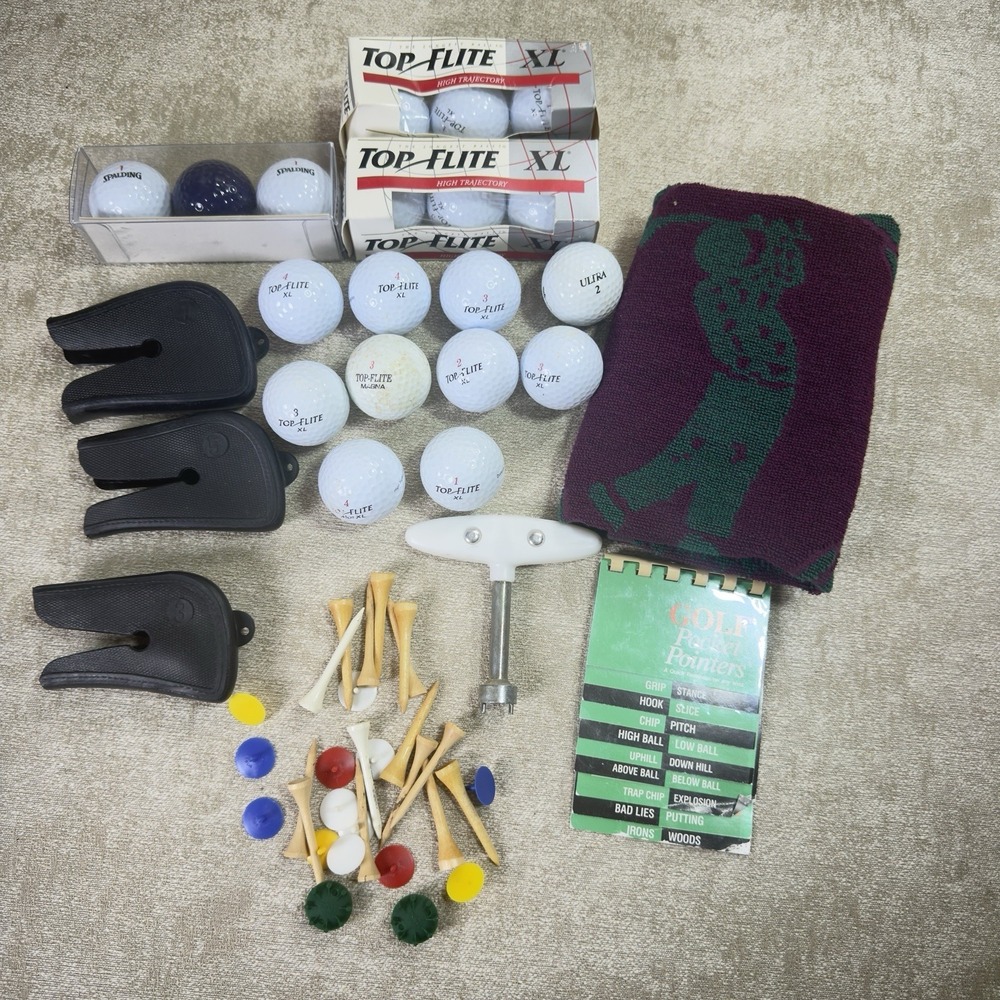 Lot of Assorted 19 Golf Balls and Golf Tees Mixed Brands Lot most new in boxes